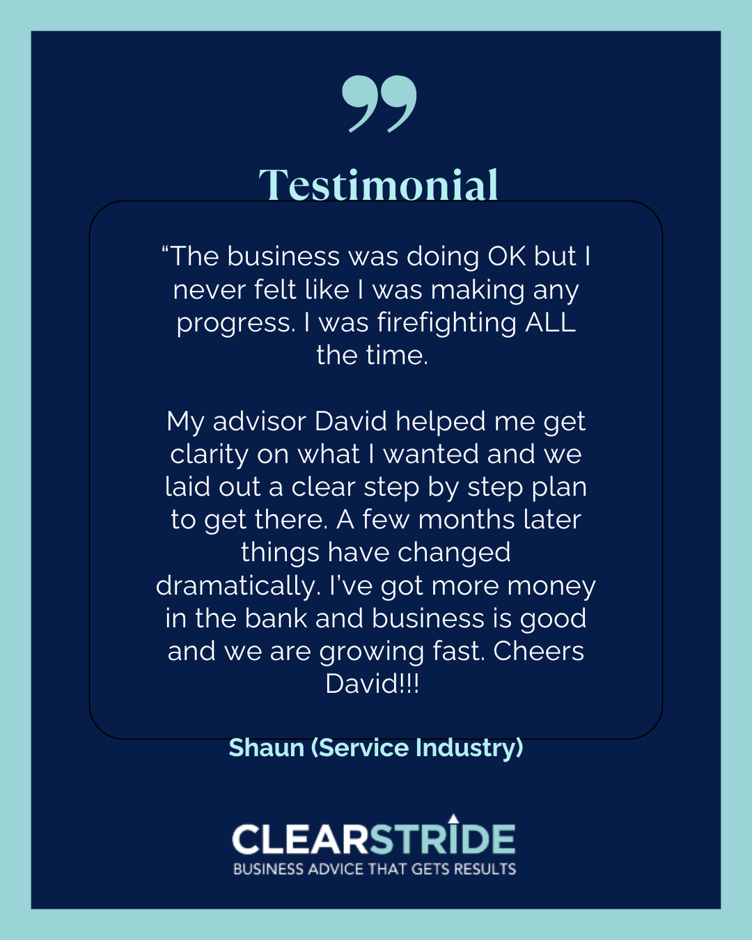 Small Business Advisory Testimonial